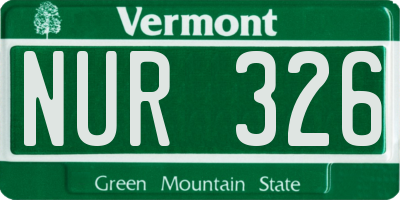 VT license plate NUR326