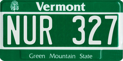 VT license plate NUR327