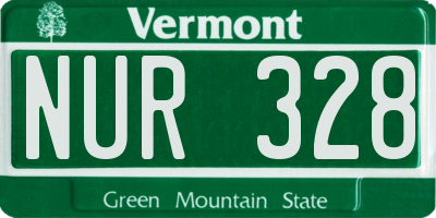 VT license plate NUR328