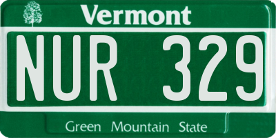 VT license plate NUR329