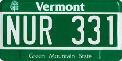 VT license plate NUR331