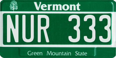 VT license plate NUR333
