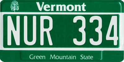 VT license plate NUR334