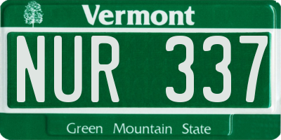 VT license plate NUR337