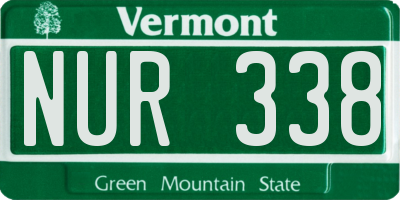 VT license plate NUR338