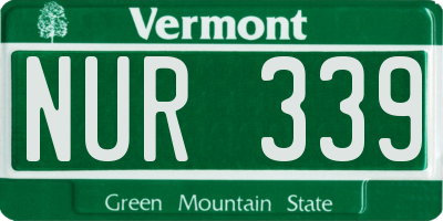 VT license plate NUR339
