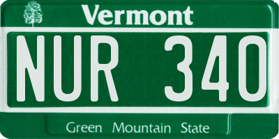 VT license plate NUR340