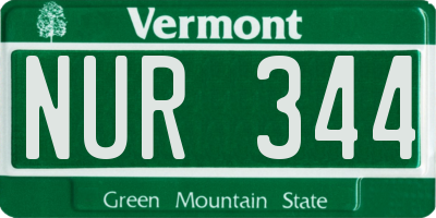 VT license plate NUR344