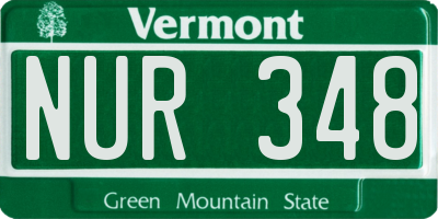 VT license plate NUR348