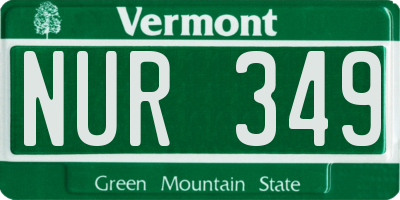 VT license plate NUR349