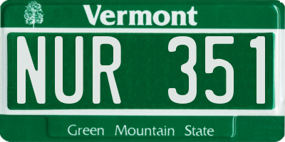 VT license plate NUR351