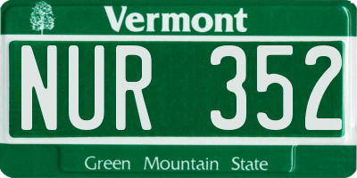 VT license plate NUR352