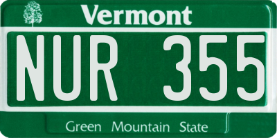 VT license plate NUR355
