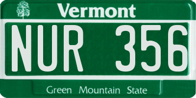 VT license plate NUR356