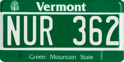 VT license plate NUR362