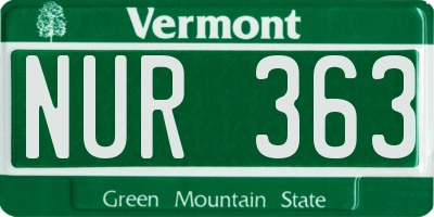 VT license plate NUR363