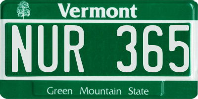 VT license plate NUR365