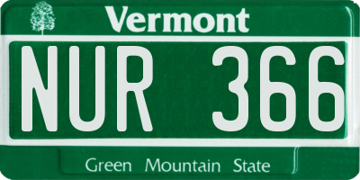 VT license plate NUR366
