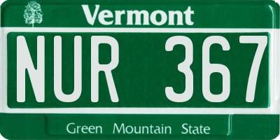 VT license plate NUR367