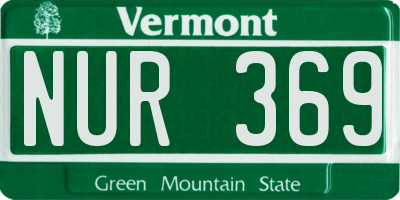 VT license plate NUR369
