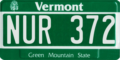 VT license plate NUR372