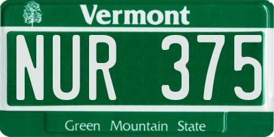 VT license plate NUR375