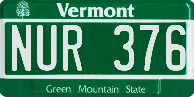 VT license plate NUR376