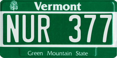 VT license plate NUR377