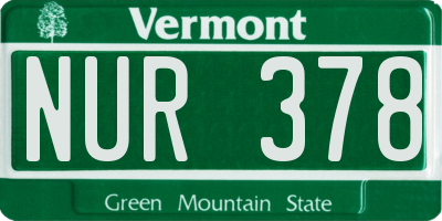 VT license plate NUR378