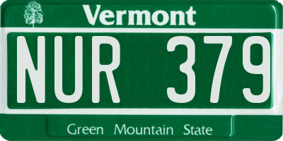 VT license plate NUR379