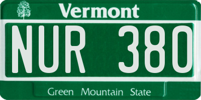 VT license plate NUR380