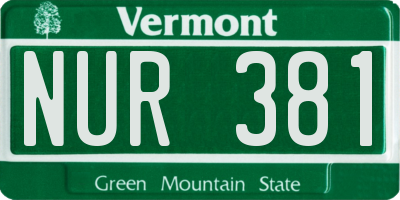 VT license plate NUR381