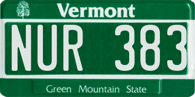 VT license plate NUR383