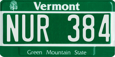 VT license plate NUR384