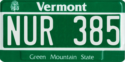 VT license plate NUR385