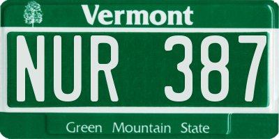 VT license plate NUR387