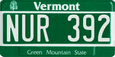 VT license plate NUR392