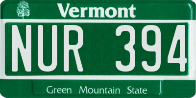 VT license plate NUR394