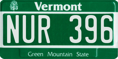 VT license plate NUR396