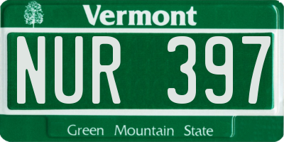 VT license plate NUR397