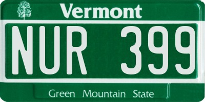 VT license plate NUR399