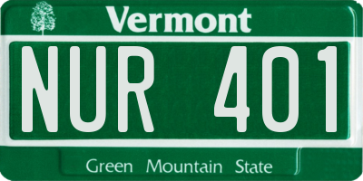 VT license plate NUR401