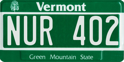 VT license plate NUR402