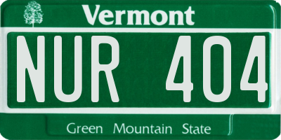 VT license plate NUR404