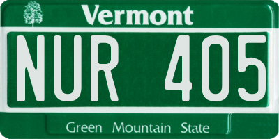 VT license plate NUR405