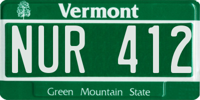 VT license plate NUR412