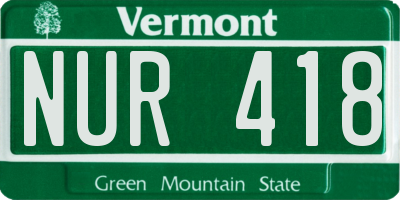 VT license plate NUR418