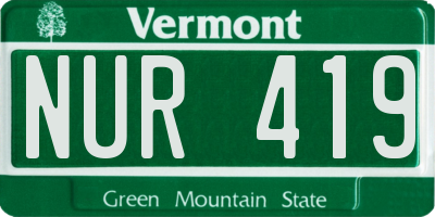 VT license plate NUR419