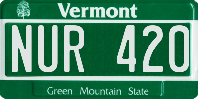 VT license plate NUR420