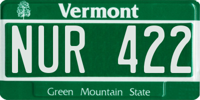 VT license plate NUR422